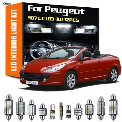 For Peugeot 307 CC 2003-2010 12Pcs LED Interior Reading Light Trunk Plate Bulb Kit Hatchback Saloon Signal Lamp Car Lights