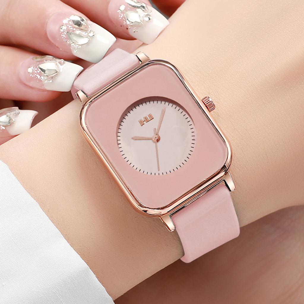 3/6PCS Women Watches Set Fashion Square Quartz Watch Casual Silicone Band Wristwatches for Women Gift Reloj Mujer