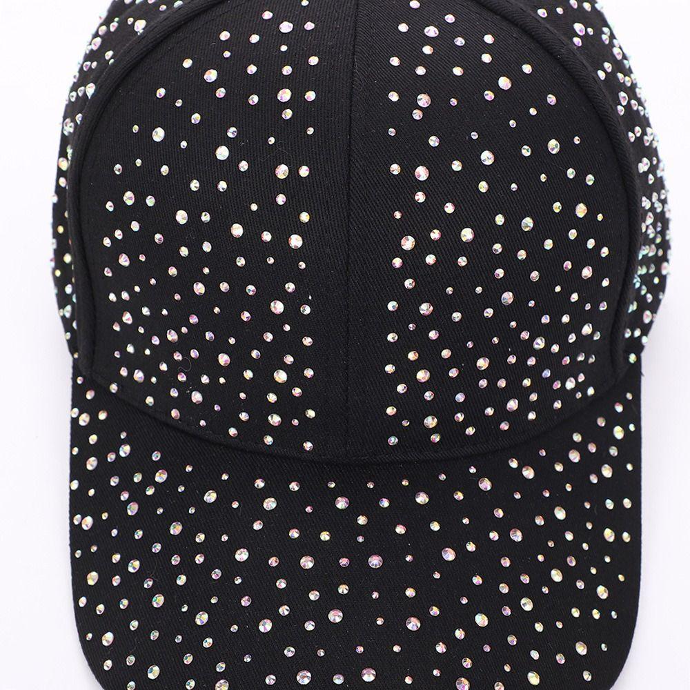 Cotton Full Rhinestone Baseball Hat Solid Color Sunscreen Hat Hotfix Rhinestones Baseball Cap Girl