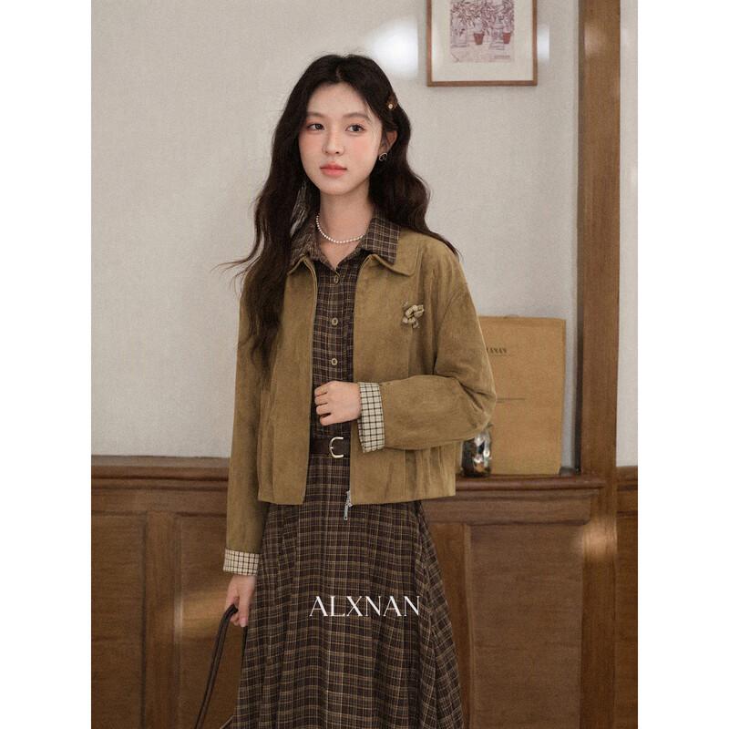 French Retro Plaid A-line Dress