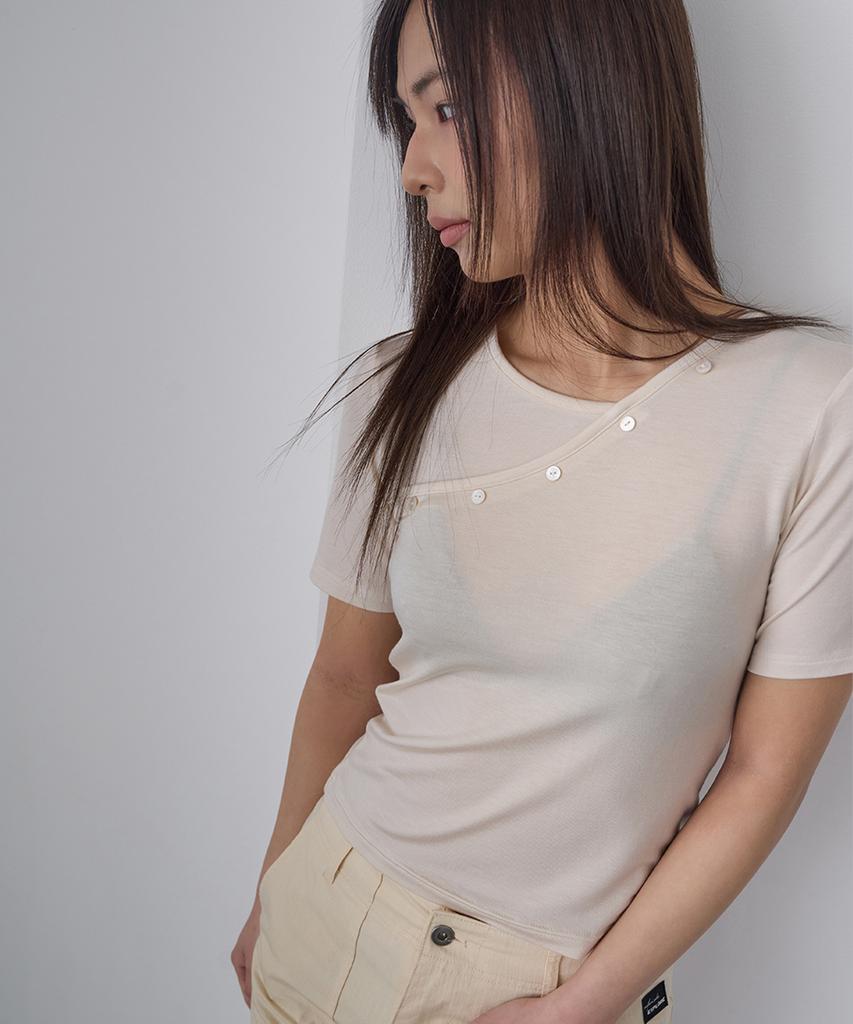 SAFARI SULA EXPLORE Button Tencel Line Tee In Ivory