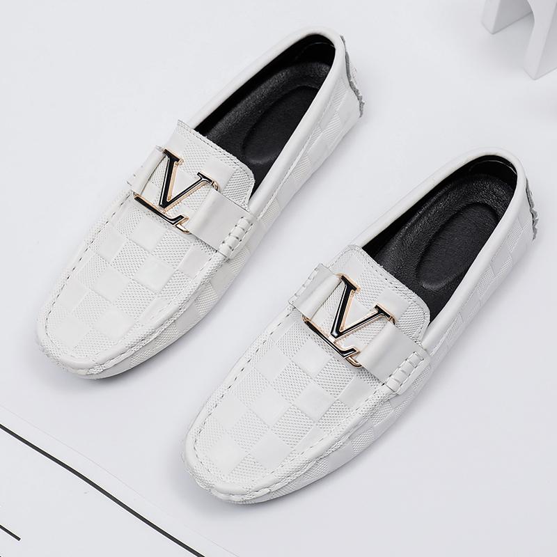 

YRZL Men White Loafers Comfortable Casual PU Leather Driving Shoes Man Wedding Office Party Breathable Slip On Moccasin for Men Comfortable Soft Sole 39