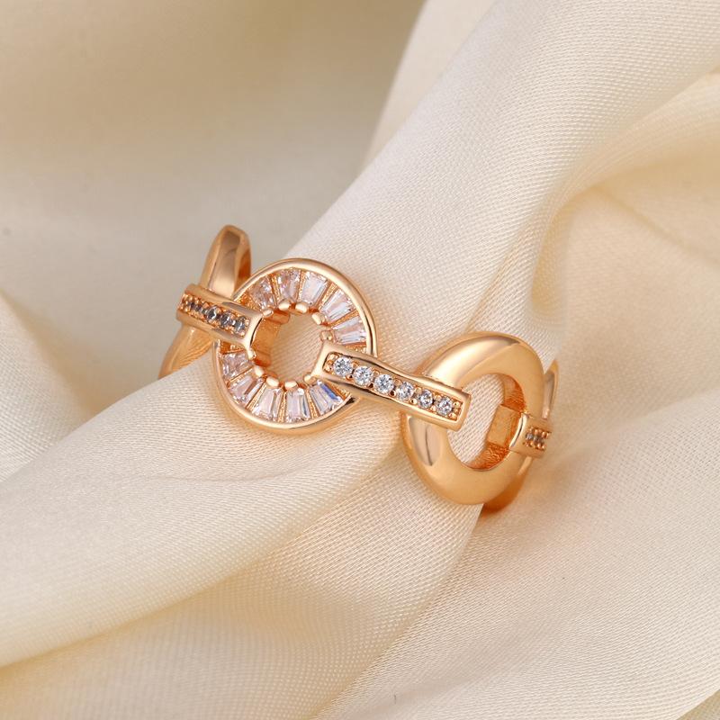 18k Plated Micro-inlaid Diamond Circle Ring Exquisite Ins Niche Non-fading Ring