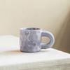 Ceramic solid color mug Home daily drinking cup Breakfast milk Oat cup Round fat handle coffee cup