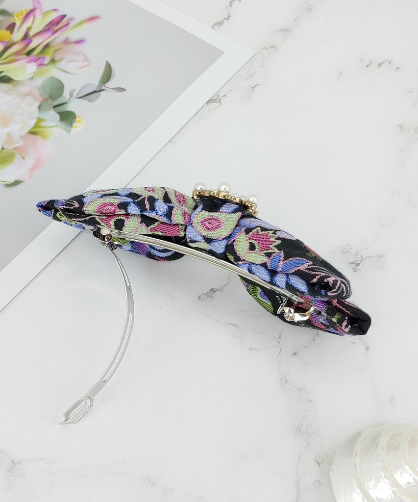 Maia Rose Jacquard Ribbon Pin Vs. Blue Purple