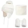 3Pcs Baby Winter Beanie Hat Scarf Gloves Set Knitted Fleece Lined Hat Thick Soft Warm Hat for 1 3 Years Old Kids Boys