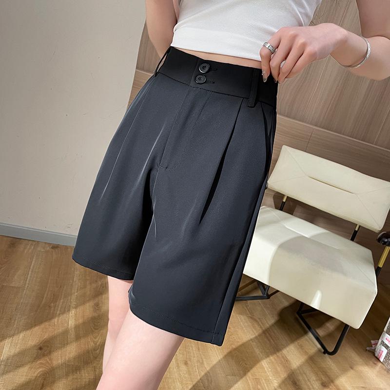 

Женские облегающие летние шорты с высокой талией - корейский стиль, однотонные, доступны в размерах от маленького до большого 4XL чёрный