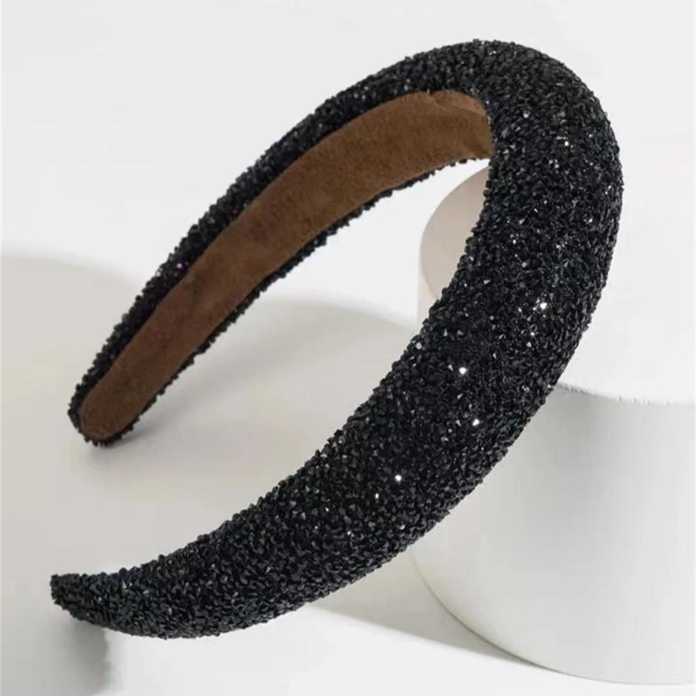 Glamorous Beaded Hairband Bling Crystal Pearl Baroque Headband Wide Cross Headband Sparkly Gorgeous Women Hair Accessories