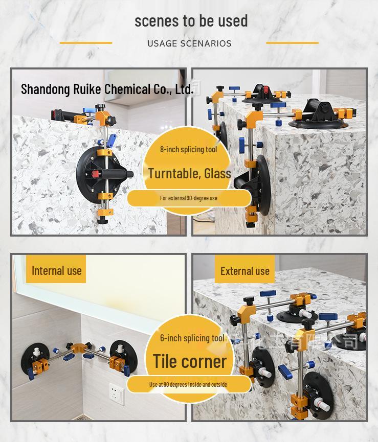 6-inch Double Suction Cup Stone Slab Marble Countertop Fixer with 90° Boxed Joint
