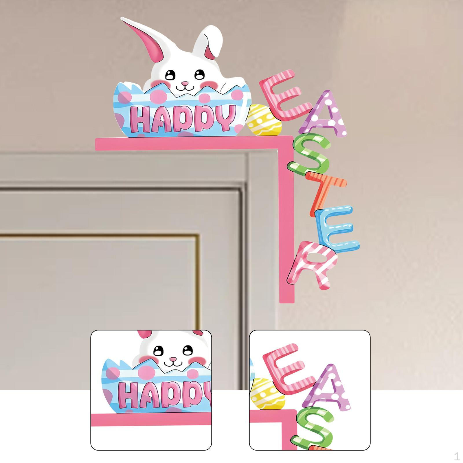

Easter Bunny Door Topper Decor Festival Supplies Wooden Sign Plaque Wall Ornament for Office Style B