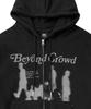 Moo Graphic Balloon Over Zip-Up Hoodie - Black