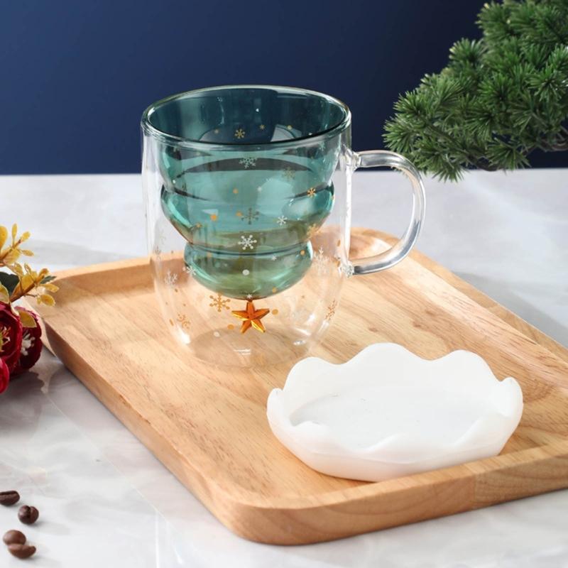 300ML Lovely Christmas Tree Glass Cup Heat-Resistant Double Wall Glass Cup