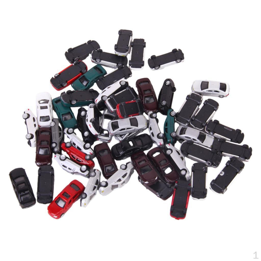 

50pcs Mixed Lot Painted Model Cars Building Train Layout (50)