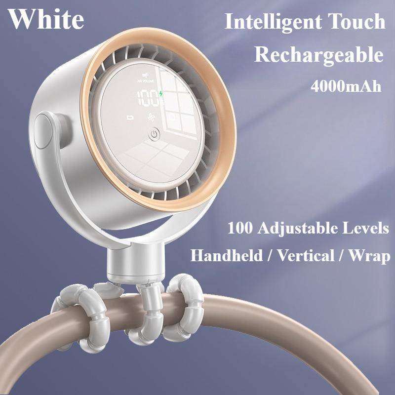 

Eary Портативный детский вентилятор для коляски 100 скоростей дисплей 4000 мАч USB перезаряжаемый мини-вентилятор с клипсой Вращающийся охлаждающий вентилятор для детской кроватки белый