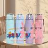 1PC Pink Rabbit Print 750ml Color Plastic Sports Water Bottle Leakproof Flip Straw Lid Suitable for Sports Office Home Use