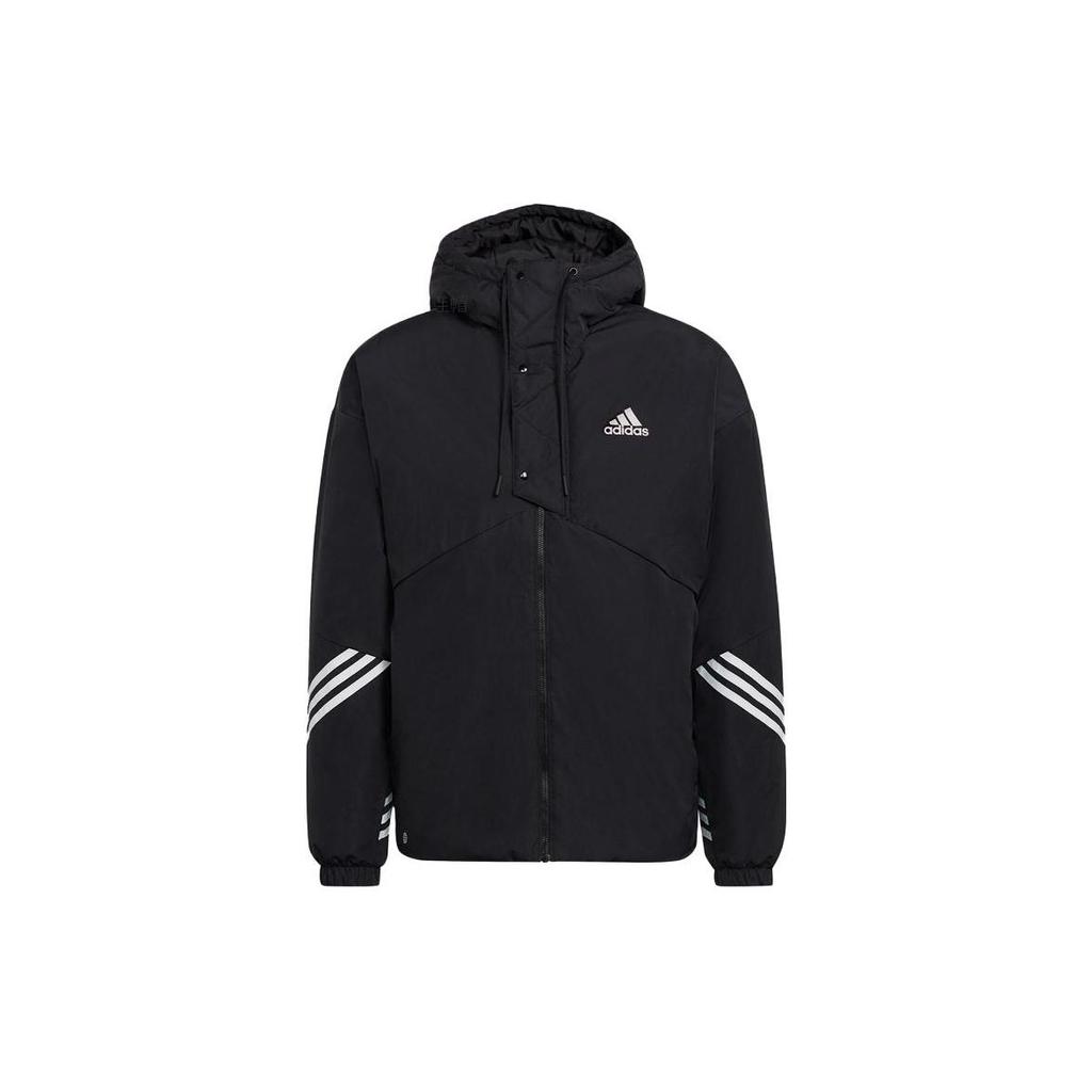 Adidas Color Block Logo Print Hooded Long Sleeve Cotton Jacket Men Jackets Black H50969