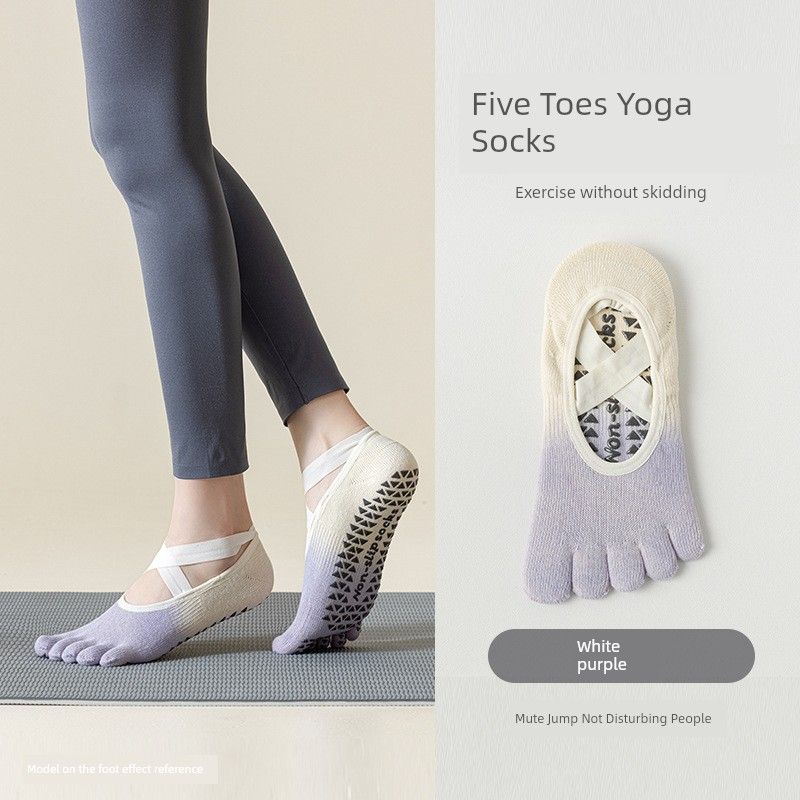 

Женские носки для йоги с градиентными ремешками Летние носки для йоги SM2042 White purple