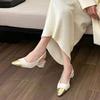 Women Shoes French Single Shoes Designer Metal Toe Banquet Dress Shoe Summer Backless Sandals for Women Mary Jane Sandal