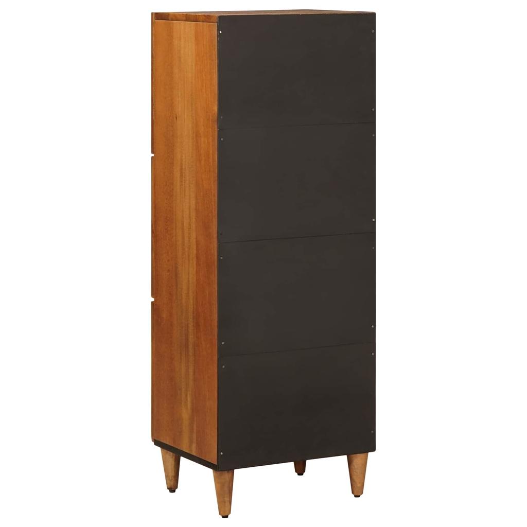 Highboard with Door Walnut Finish 40 x 33 x 110 cm Solid Mango Wood