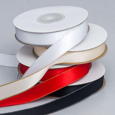 Gold and Silver Edge Double-sided Polyester Ribbon DIY Hair Ornaments Flowers Cake Baking Packaging Gift Ribbon Decorative Ribbon Home Decoration