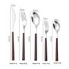 Korean Style 430 Stainless Steel Tableware Set with Imitation Wood Grain Handles: Includes Knife, Fork, Spoon, and Chopsticks