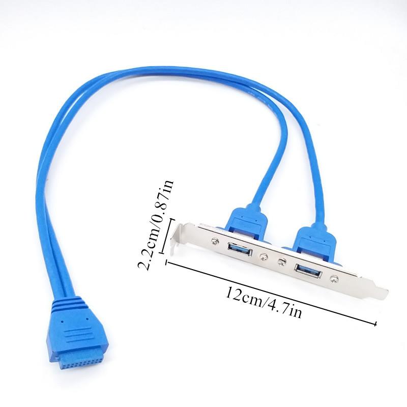 20-Pin Header Cable High Speed USB 3.0 Back Panel Expansion Bracket 2 Ports Motherboard 5Gbps Data Extension Cable