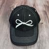 Large head circumference cap children's bow embroidery spring and summer sunshade washed denim baseball cap men