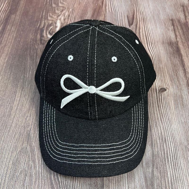 Large head circumference cap children's bow embroidery spring and summer sunshade washed denim baseball cap men