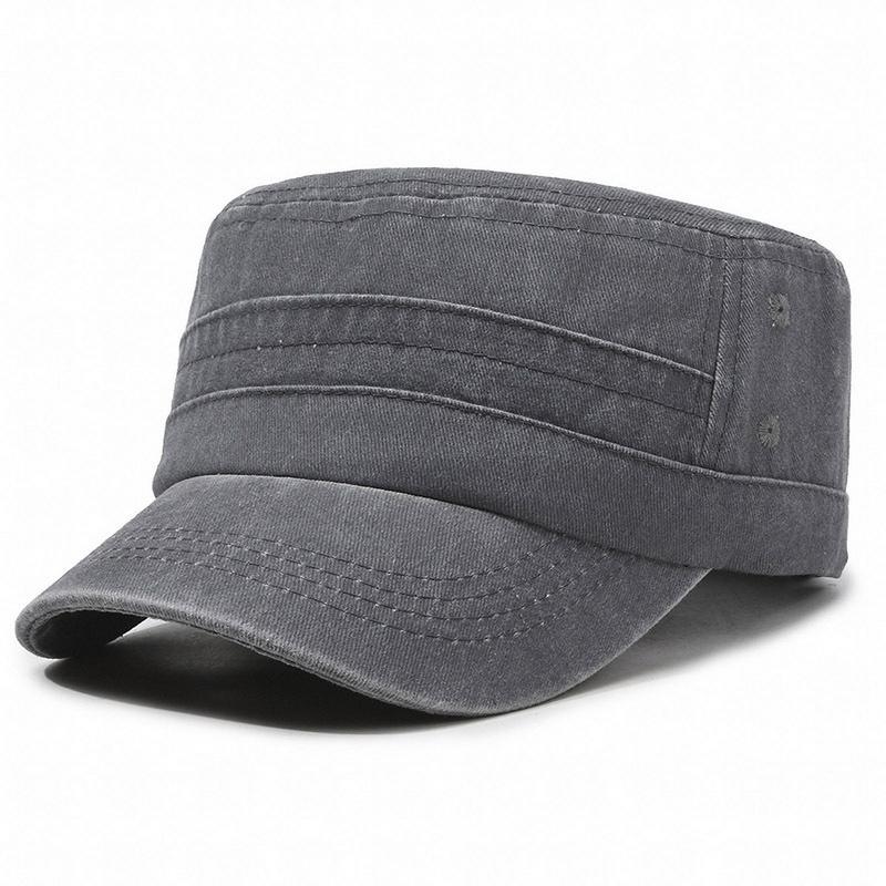 

GEMVIE Vintage Flat Top Women Men Military Hats Adjustable Winter Warm Fitted Thicker Cap Army Hat 56-60cm сірий