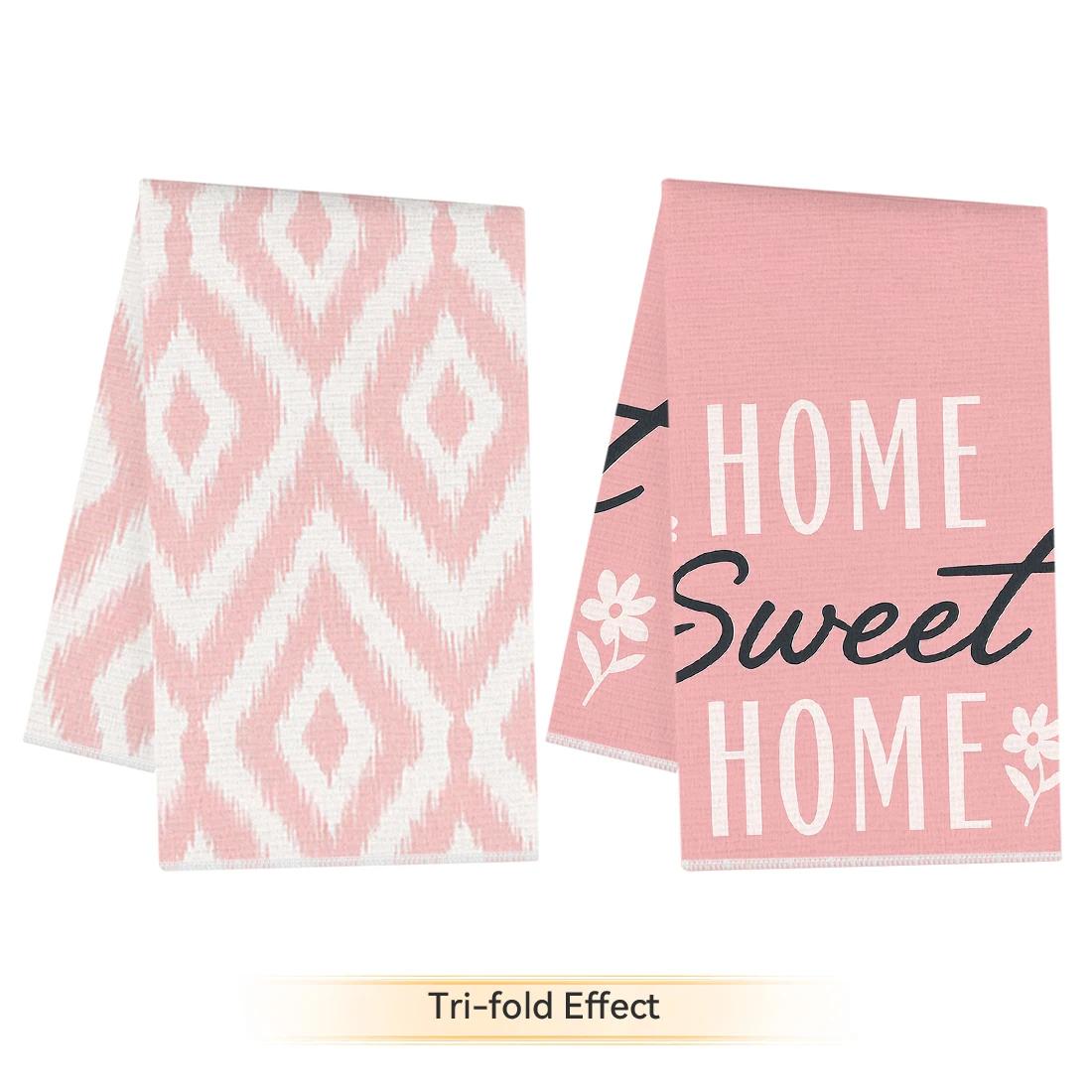

2/4/6pcs set Kitchen Towels Pink floral tie-dye geometric textHand Towels Christmas Decorations for Home Noel Dish Towels Gifts 40x60cm