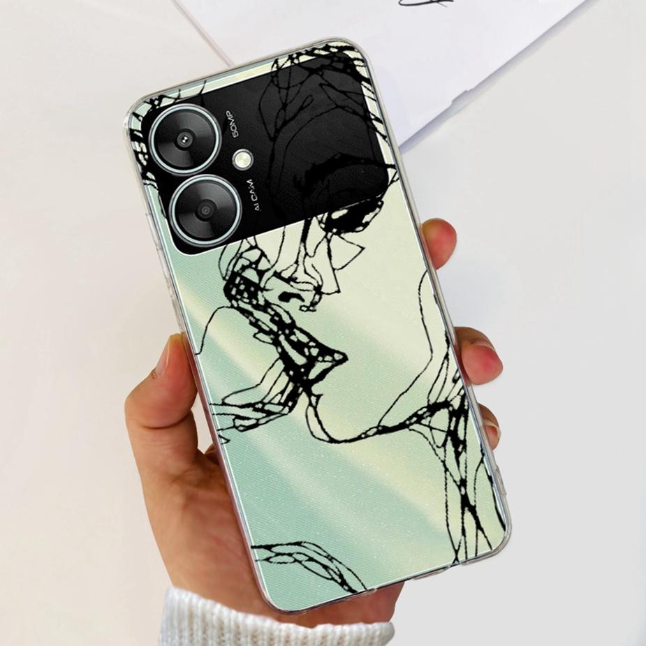 For Xiaomi Poco M6 5G Case Stylish Painted Cover Clear Silicone Phone Case For Xiaomi Poco M6 Pro M6Pro PocoM6 Soft Cover Bumper