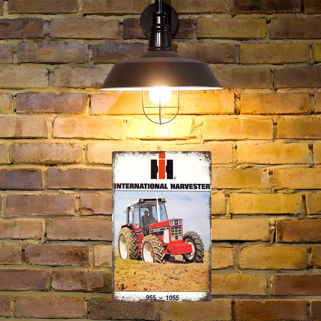 Scenic Farmland with Tractor Driving Over Green Hills Vintage Metal Wall Sign Decor Poster Frames Garage Living Room