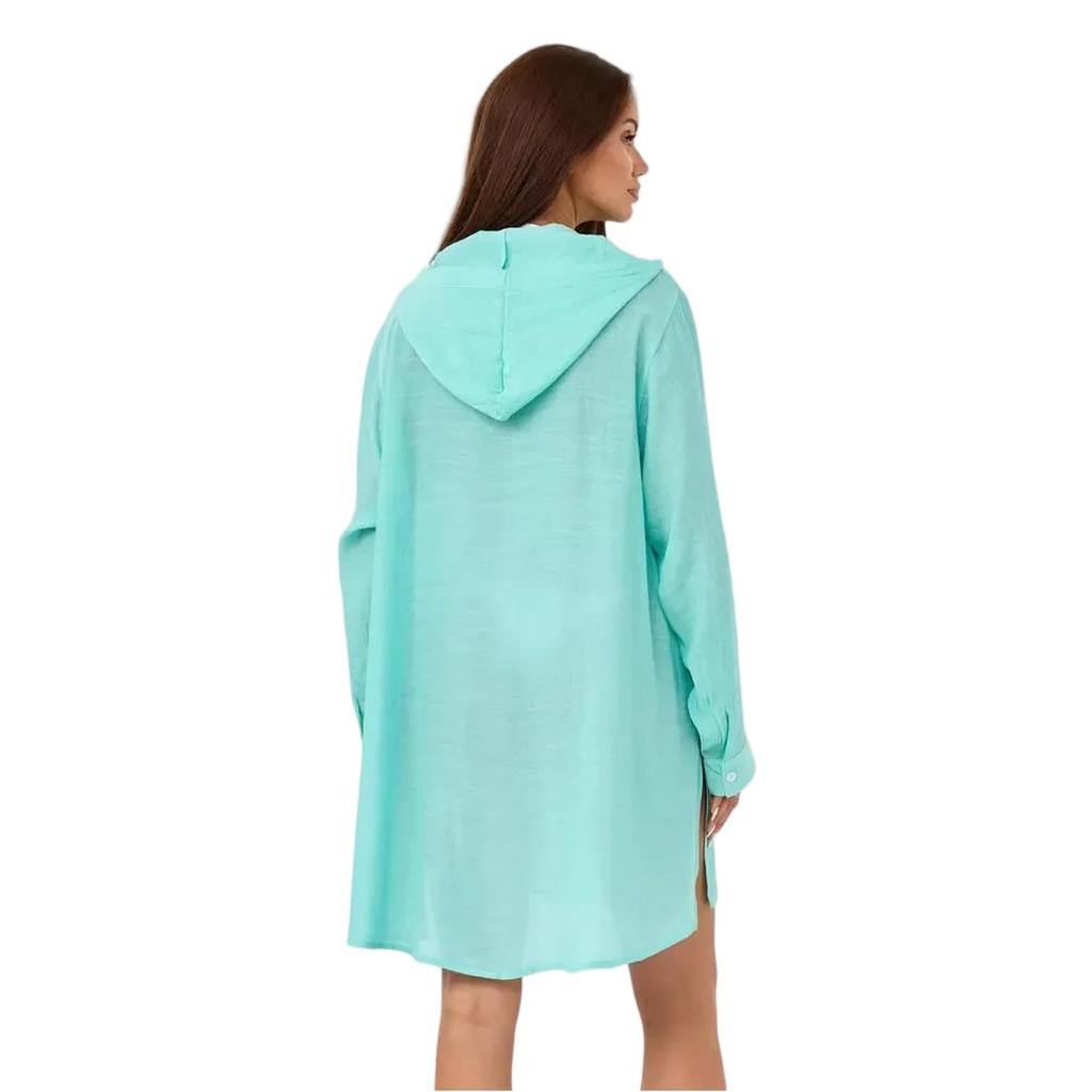 Women's Beach Cover Up Shirt Dress Lightweight Button Down Long Sleeve Casual Vacation Swimwear Cover Up for Bikini Swimwear