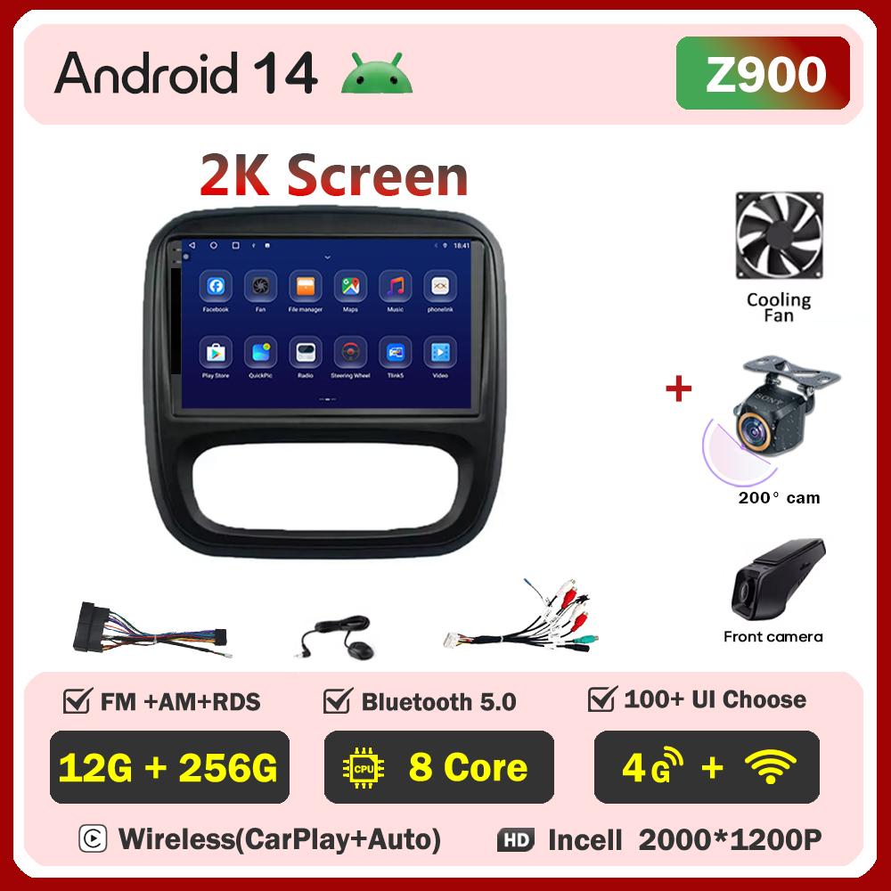 Android 14 Smart Car Systems For Renault Traffic 3 2014 - 2021 For Opel Vivaro B 2014 - 2018 Car Radio Player Stereo Head Unit