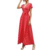 Women's Dresses Casual Elegant Waisted Polka Dot Split V-Neck Short Sleeve Dresses