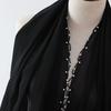 yangyizhi Washable Shawl, Ethnic Style Chiffon Texture Head Wrap with Faux Pearl Chain, Breathable All-Season Drape Headscarf for Daily Wear