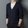 Yiliteng Men's V-Neck 100% Wool Cardigan Sweater