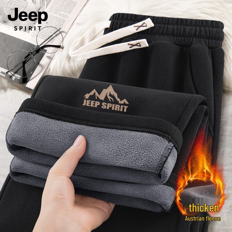 JEEP SPIRIT Herren Fleecegefütterte Lässige Straight-Leg Hose