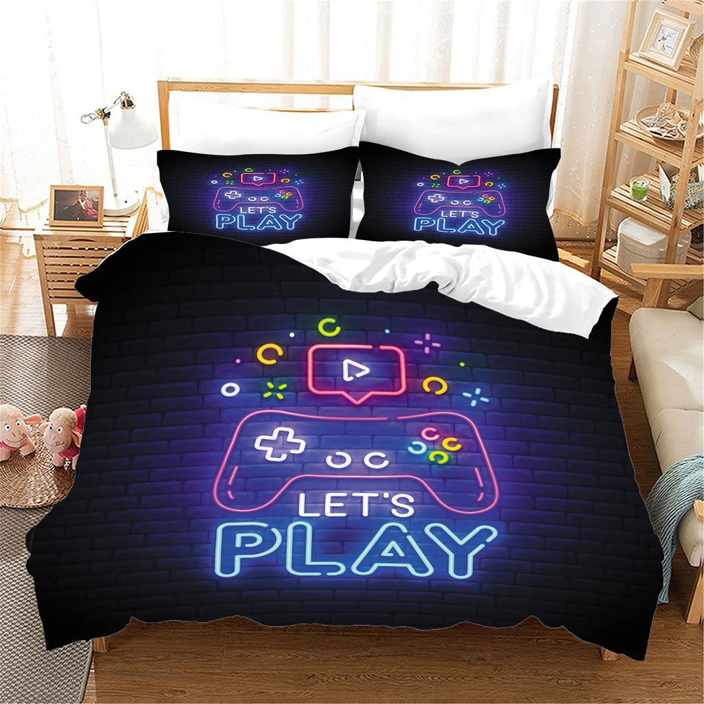 Gamepad Printing Three-Piece Digital Printing Quilt Cover Pillowcase Sheet