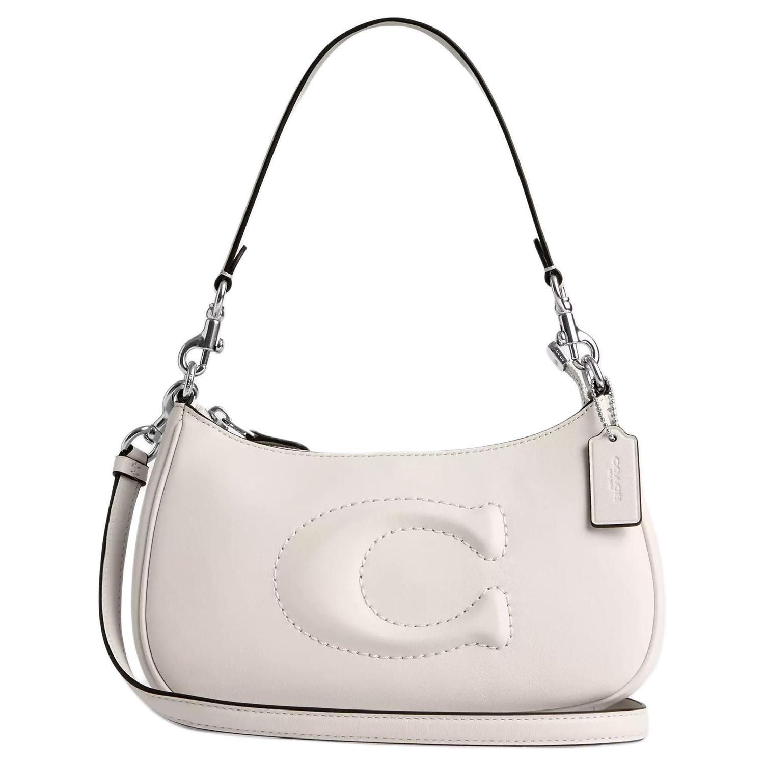 

Coach Teri 24 Logo Zip Closure Smooth Leather Crossbody Tote Bag Medium Women bags Chalk CV936-SVHA Basic Set (Bag+Dust Bag)