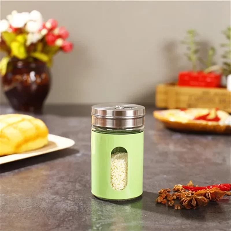 Kryddflaska i rostfritt stål Pepparkornskryddflaska Utomhusgrillverktyg Poröst roterande lock Kryddflaska