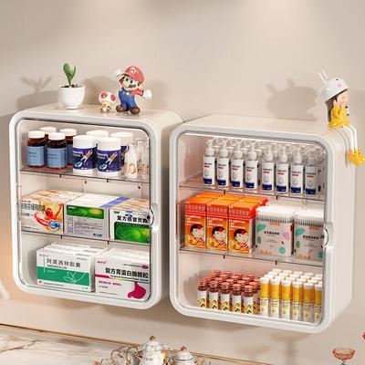 Nástěnný závěsný bez vrtání rodinná instalace stojící lékařská skříňka úložný regál na léky hračky vícevrstvý úložný box