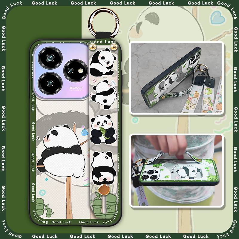 Silicone Wristband Phone Case For ZTE Blade V60 Design/Axon 60 Lite Protective Fashion Design Durable Phone Holder Panda