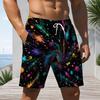 Men Plus Size Abstract Gradient Print Beach Shorts Elastic Waist Drawstring Loose Casual Shorts With Pockets For Swimming Surfing Summer Vacation