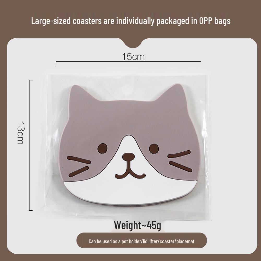 Cute Cat Non-Slip PVC Coaster, Heat-Resistant Silicone Placemat for Cups and Bowls