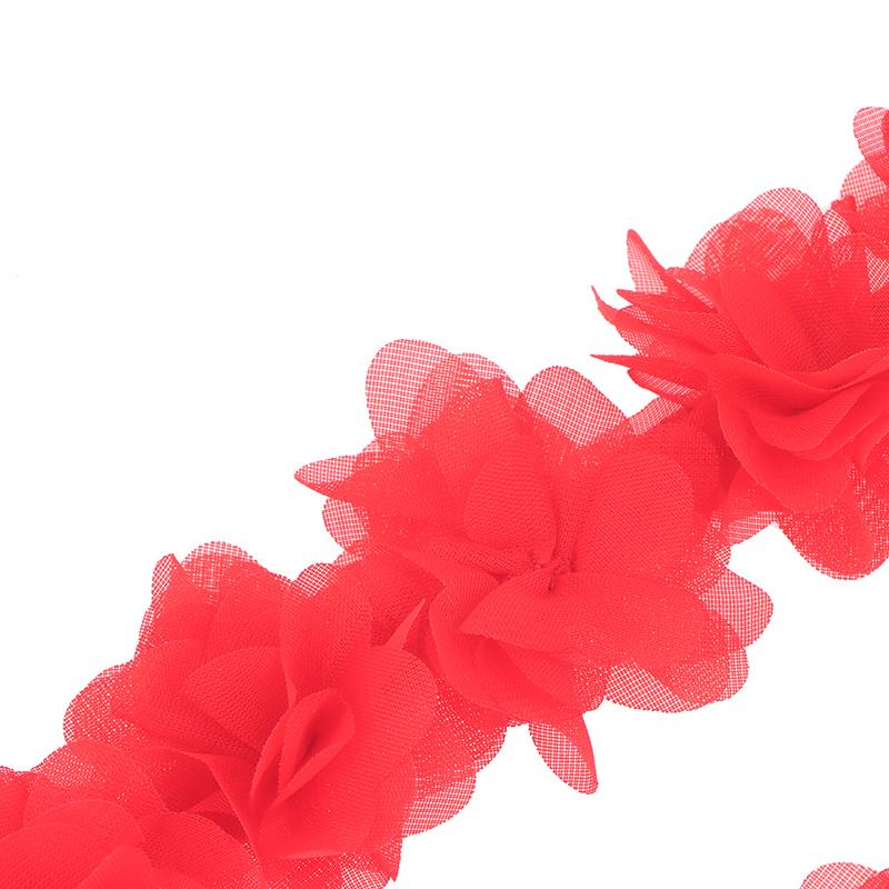 1 Yard 24 Flowers Chiffon Lace Patch Fabric Webbing Decoration Flower Gift Ribbons Diy Bridal Veil Shoes Wedding Clothes Crafts