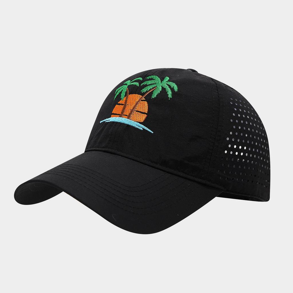 Coconut Tree Embroidery Baseball Cap Quick Dry Breathable Beach Sun Hat Water-Repellent Summer Sport Cap Women Men Unisex