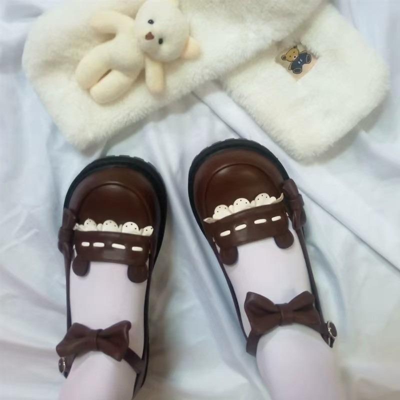Fashion Women's Fashion Flat Shoes Spring New Round Head Shallow Mouth Butterfly Knot Splicing Thick Sole Non-slip Shoes
