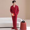 Pure Cotton Red Pajamas Wedding Couple Spring and Autumn One Man and One Woman New Wedding Striped Loungewear Long-sleeved Suit