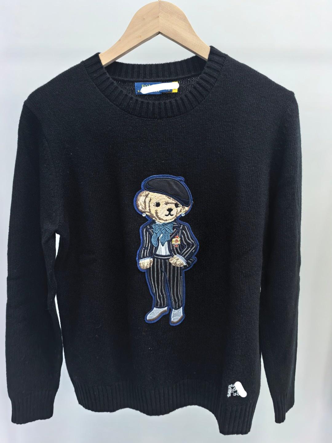 

High-Quality R-L Wool Cashmere Teddy Bear Sweater for Women - New 2025 Autumn/Winter Collection Large чорний